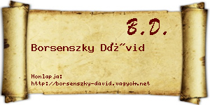 Borsenszky Dávid névjegykártya